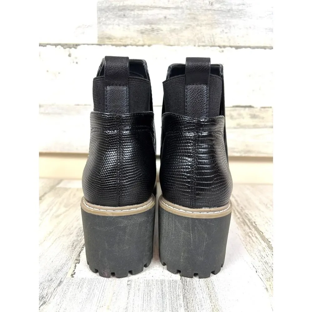 DV Dolce Vita Womens 9 Black Rango Vegan Leather Wedge Platform Ankle Boots